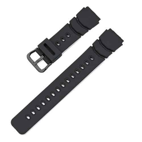 WTNZBAEM Harzarmband, kompatibel mit Casio PRO-TERK PRT-40, Edelstahlschnalle, Sport, wasserdicht, Herren, Gummi, Ersatzband, Armband, Uhrenzubehör(Black black) von WTNZBAEM