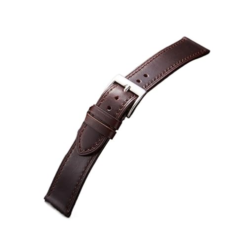 WTNZBAEM Italienisches Lederarmband 18 mm 19 mm 20 mm 21 mm 22 mm Handgefertigtes Vintage-Uhrenarmband aus Ölwachs for Herren(Red brown,18mm) von WTNZBAEM