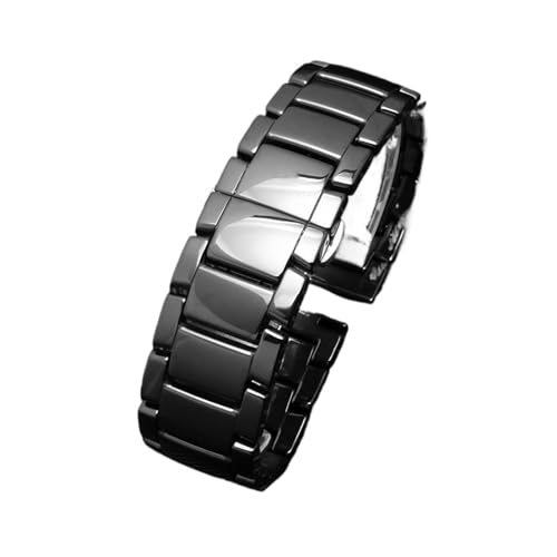 WTNZBAEM Kompatibel mit Armani AR1507/AR1509/AR1499/AR1895, Zubehör for helle Oberflächen, schwarz-weißes Keramikarmband, matt, Schnellverschluss, 22 mm(Black) von WTNZBAEM
