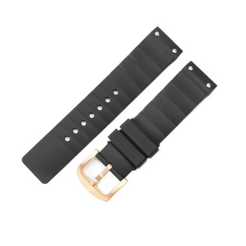 WTNZBAEM Kompatibel mit Cartier Santos Sandoz Serie 100, Gummiband, Herren, schwarz, wasserdicht, weich, bequem, Silikon-Uhrenarmband, 23 mm, Stahlschnalle(Black-Rose-K2) von WTNZBAEM