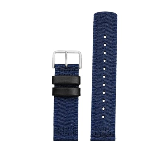 WTNZBAEM Kompatibel mit Casio PROTREK-Serie PRG-601 PRG-600 PRG-650 PRW-6600Y GA2200 Atmungsaktives Nylon-Canvas-Armband 24 mm Schnellverschluss-Armband(Blue-silver) von WTNZBAEM