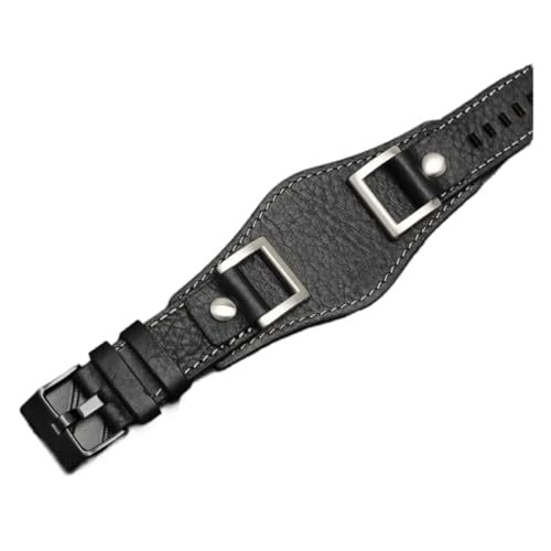 WTNZBAEM Kompatibel mit Fossil JR1401 JR1156 JR1157 24 mm luxuriöses Lederarmbandfach Kompatibel mit Gato-Uhrenarmband Kompatibel mit Herren-Gürtel mit Stahlschnalle(Black black buckle) von WTNZBAEM
