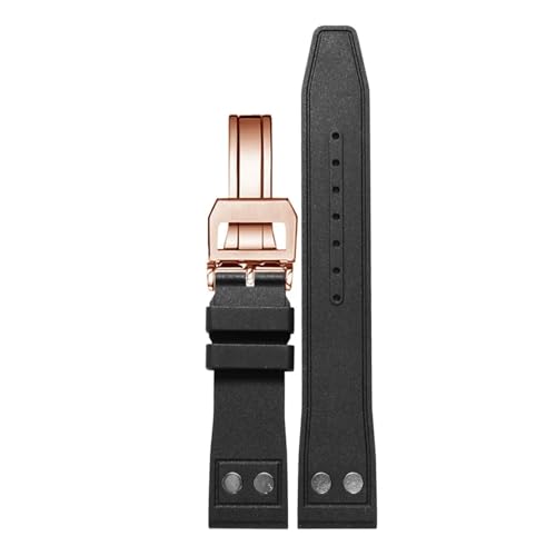 WTNZBAEM Kompatibel mit IWC Strap Big Pilot Portofino Uhr Band Nieten Männer Fluorkautschuk Armband Metall Schnalle 20mm 21mm 22mm Straps(Black RG folding,21mm) von WTNZBAEM