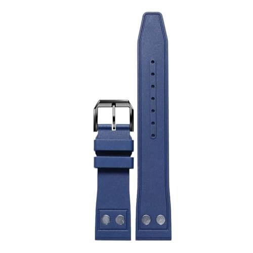 WTNZBAEM Kompatibel mit IWC Strap Big Pilot Portofino Uhr Band Nieten Männer Fluorkautschuk Armband Metall Schnalle 20mm 21mm 22mm Straps(Blue pin black,22mm) von WTNZBAEM