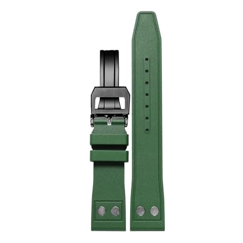 WTNZBAEM Kompatibel mit IWC Strap Big Pilot Portofino Uhr Band Nieten Männer Fluorkautschuk Armband Metall Schnalle 20mm 21mm 22mm Straps(Green black folding,22mm) von WTNZBAEM