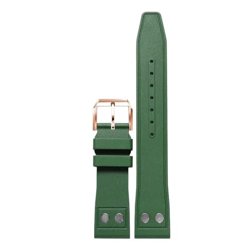 WTNZBAEM Kompatibel mit IWC Strap Big Pilot Portofino Uhr Band Nieten Männer Fluorkautschuk Armband Metall Schnalle 20mm 21mm 22mm Straps(Green pin RG,22mm) von WTNZBAEM