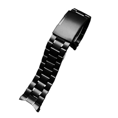 WTNZBAEM Kompatibel mit Seiko Casio Longines Curved End Edelstahlarmband Herren Metallarmband Uhrenkette Armband(B Black,20mm) von WTNZBAEM