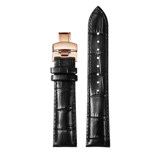 WTNZBAEM Kompatibel mit Tissot 1853 Durol T099 Rindsleder-Uhrenarmband T099407 T099207A Herren-/Damen-Armband 16 mm 21 mm Schwarz-Braun(Black-rose gold,16mm) von WTNZBAEM