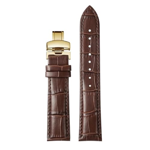 WTNZBAEM Kompatibel mit Tissot 1853 Durol T099 Rindsleder-Uhrenarmband T099407 T099207A Herren-/Damen-Armband 16 mm 21 mm Schwarz-Braun(Brown-gold,21mm) von WTNZBAEM