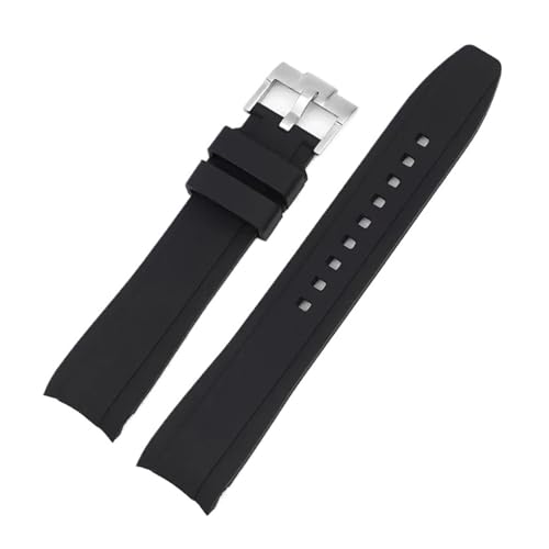 WTNZBAEM Kompatibel mit Uhrenarmbändern der Marke Omega Swatch Co., Silikon Planet System, gebogenes Silikon for Uhrenarmbänder der Marke Rolex Water Ghost, 20 mm, 22 mm(Black Silver,22mm) von WTNZBAEM