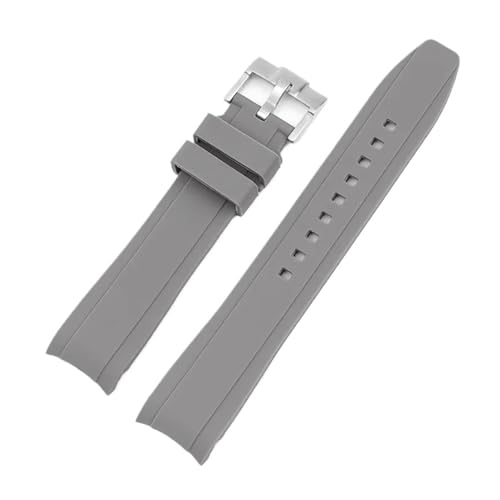 WTNZBAEM Kompatibel mit Uhrenarmbändern der Marke Omega Swatch Co., Silikon Planet System, gebogenes Silikon for Uhrenarmbänder der Marke Rolex Water Ghost, 20 mm, 22 mm(Grey Silver,20mm) von WTNZBAEM