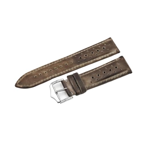 WTNZBAEM Leder-Uhrenarmband, 20 mm, 22 mm, 24 mm, porös, atmungsaktiv, handgefertigt, Nähte, Uhrenarmband, Zubehör(Gray,20mm) von WTNZBAEM