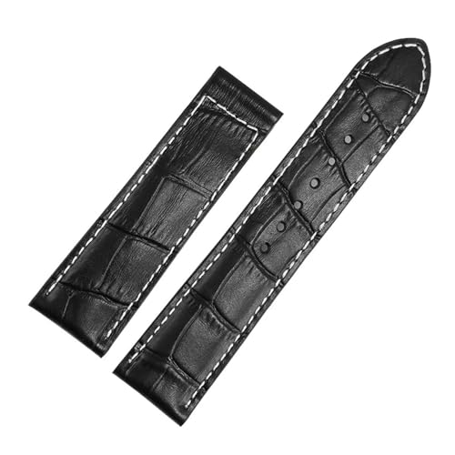 WTNZBAEM Leder-Uhrenarmband, kompatibel mit Hamilton Kaqi Field Aviation Oris Omega, mattierte Faltschließe, Uhrenkette, 20 mm, 22 mm, Armband(Black-No buckle,20mm) von WTNZBAEM