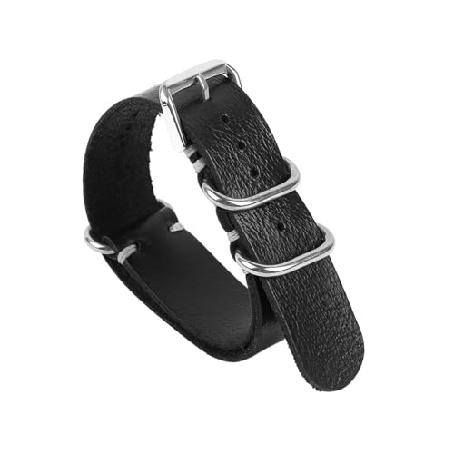 WTNZBAEM Lederarmband Uhrenarmband 20mm 22mm Rindsleder Handgefertigt Genäht Armband Armband Stahlring Schnalle Uhren Ersatz(Black,20mm) von WTNZBAEM