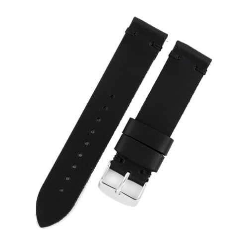 WTNZBAEM Lederarmband Uhrenzubehör Handgefertigte genähte Uhrenarmbänder 18 mm 20 mm 22 mm Kaffeeschwarz Uhrenarmbänder(Black-black line,22mm) von WTNZBAEM