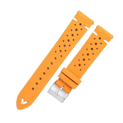 WTNZBAEM Nubukleder-Uhrenarmband 20 mm 22 mm Handgenäht Lila Schwarz Armband Ersatz Poröses atmungsaktives Rindsleder-Uhrenarmband(Yellow) von WTNZBAEM