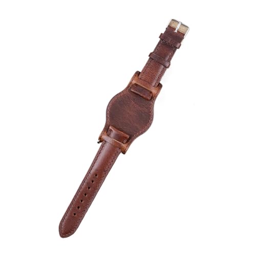 WTNZBAEM Ölwachs-Lederarmband 18 mm 19 mm 20 mm 21 mm 22 mm Uhrenarmband Blaues Armband mit Matte Handgemachtes Lederuhrenzubehör(Brown,21mm) von WTNZBAEM