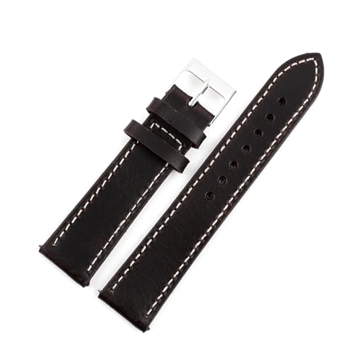 WTNZBAEM Ölwachs-Uhrenarmbänder 16 mm 18 mm 19 mm 20 mm 21 mm 22 mm 24 mm Rindsleder-Uhrenarmbänder Retro-Armband handgefertigtes Armband(Dark coffee,17mm) von WTNZBAEM