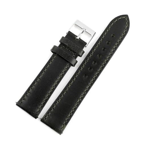 WTNZBAEM Ölwachs-Uhrenarmbänder 16 mm 18 mm 19 mm 20 mm 21 mm 22 mm 24 mm Rindsleder-Uhrenarmbänder Retro-Armband handgefertigtes Armband(Green,20mm) von WTNZBAEM