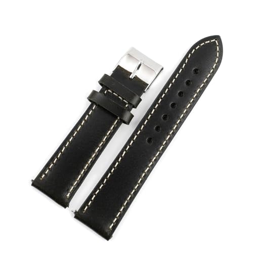 WTNZBAEM Ölwachs-Uhrenarmbänder 16 mm 18 mm 19 mm 20 mm 21 mm 22 mm 24 mm Rindsleder-Uhrenarmbänder Retro-Armband handgefertigtes Armband(Green-white line,22mm) von WTNZBAEM