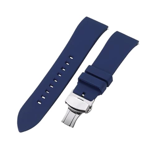 WTNZBAEM Quick Relase Silikonkautschuk-Uhrenarmband 18 mm 19 20 22 24 Sportarmband Butterfly-Verschluss Uhrenarmband Schwarz Braun Rot(Blue,20MM_GOLD CLASP) von WTNZBAEM