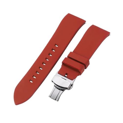 WTNZBAEM Quick Relase Silikonkautschuk-Uhrenarmband 18 mm 19 20 22 24 Sportarmband Butterfly-Verschluss Uhrenarmband Schwarz Braun Rot(Red,24MM_BLACK CLASP) von WTNZBAEM