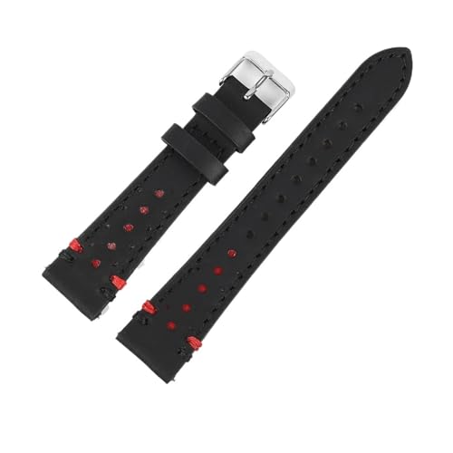 WTNZBAEM Schwarzes Kaffee-Uhrenarmband, 20 mm, 22 mm, poröses, atmungsaktives Uhrenarmband, handgefertigte Nähte, Uhrenzubehör, Armband(Black,22mm) von WTNZBAEM