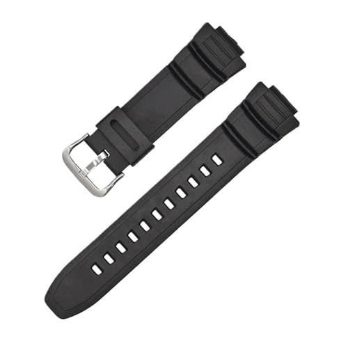 WTNZBAEM Schwarzes Silikonarmband, kompatibel mit Casio MCW100H/110H/W-S220/HDD-S100/AE2000/2100, konvexe Schnittstelle, Nadelschnalle, hautfreundliches Armband(Black-Steel-K5) von WTNZBAEM
