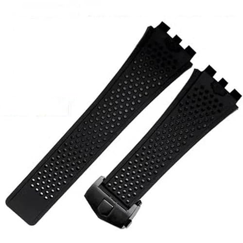 WTNZBAEM Silikon-Uhrenarmband, kompatibel mit dem Uhrenarmband der TAG HEUER Carrera-Serie for Herren-Uhrenarmband mit konkaver und konvexer Schnittstelle(Black-black) von WTNZBAEM