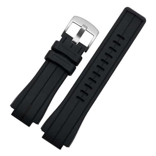 WTNZBAEM Silikonarmband kompatibel mit Casio G-SHOCK GST-B200 GST-B200D Serie Herren-Uhrenarmband Kettenzubehör Wasserdichtes Harz-Silikonband(Black silver) von WTNZBAEM