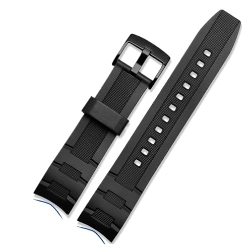 WTNZBAEM Silikonkautschukarmband kompatibel mit Casio EDIFICE 5468 EFR-303/304 EFR-516PB EFR-516 Harz-Uhrenarmband-Armband wasserdichtes Armband(Black black) von WTNZBAEM