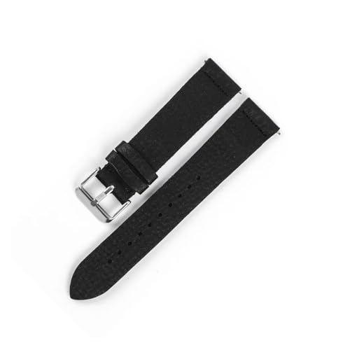 WTNZBAEM Uhrenarmband aus Rindsleder mit Litschi-Muster, 18 mm, 19 mm, 20 mm, 22 mm, Schnellverschluss, Schwarz/Blau, for Männer und Frauen, Ersatzbänder(Black,18mm) von WTNZBAEM