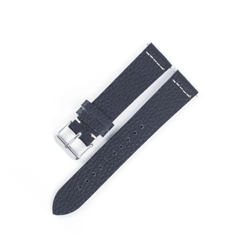 WTNZBAEM Uhrenarmband aus Rindsleder mit Litschi-Muster, 18 mm, 19 mm, 20 mm, 22 mm, Schnellverschluss, Schwarz/Blau, for Männer und Frauen, Ersatzbänder(Dark Blue,20mm) von WTNZBAEM