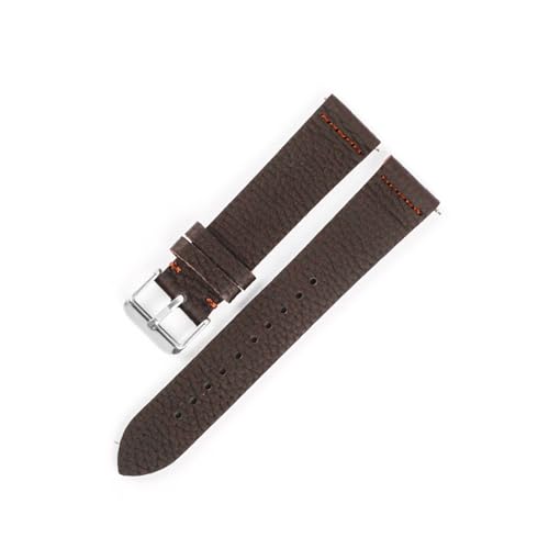 WTNZBAEM Uhrenarmband aus Rindsleder mit Litschi-Muster, 18 mm, 19 mm, 20 mm, 22 mm, Schnellverschluss, Schwarz/Blau, for Männer und Frauen, Ersatzbänder(Dark Coffee,20mm) von WTNZBAEM