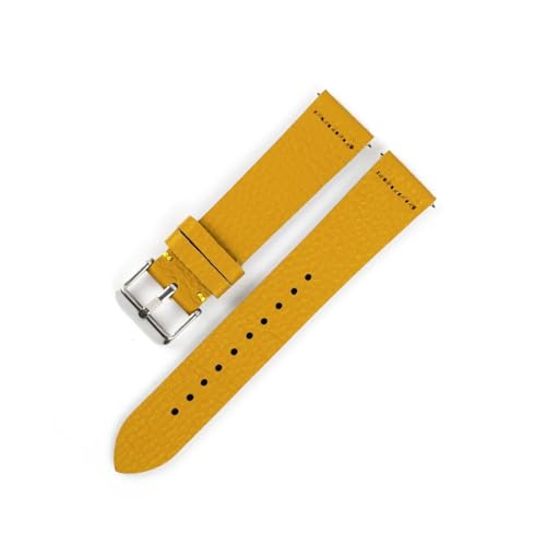 WTNZBAEM Uhrenarmband aus Rindsleder mit Litschi-Muster, 18 mm, 19 mm, 20 mm, 22 mm, Schnellverschluss, Schwarz/Blau, for Männer und Frauen, Ersatzbänder(Light Yellow,20mm) von WTNZBAEM