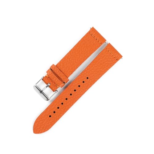 WTNZBAEM Uhrenarmband aus Rindsleder mit Litschi-Muster, 18 mm, 19 mm, 20 mm, 22 mm, Schnellverschluss, Schwarz/Blau, for Männer und Frauen, Ersatzbänder(Orange,20mm) von WTNZBAEM