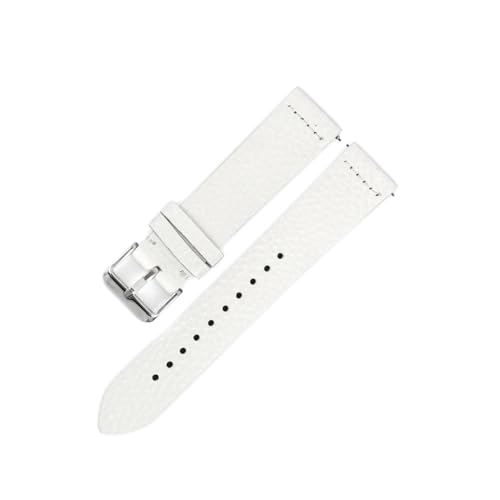 WTNZBAEM Uhrenarmband aus Rindsleder mit Litschi-Muster, 18 mm, 19 mm, 20 mm, 22 mm, Schnellverschluss, Schwarz/Blau, for Männer und Frauen, Ersatzbänder(White,22mm) von WTNZBAEM