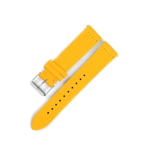 WTNZBAEM Uhrenarmband aus Rindsleder mit Litschi-Muster, 18 mm, 19 mm, 20 mm, 22 mm, Schnellverschluss, Schwarz/Blau, for Männer und Frauen, Ersatzbänder(Yellow,22mm) von WTNZBAEM