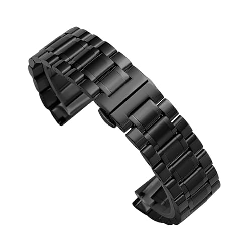 WTNZBAEM Uhrenarmband aus massivem Edelstahl mit gebogenem Ende, 12/14/16/18/19/20/21/22/24 mm, kompatibel Tissot-Universalarmbändern Schmetterlingsschnalle(Black,22mm) von WTNZBAEM