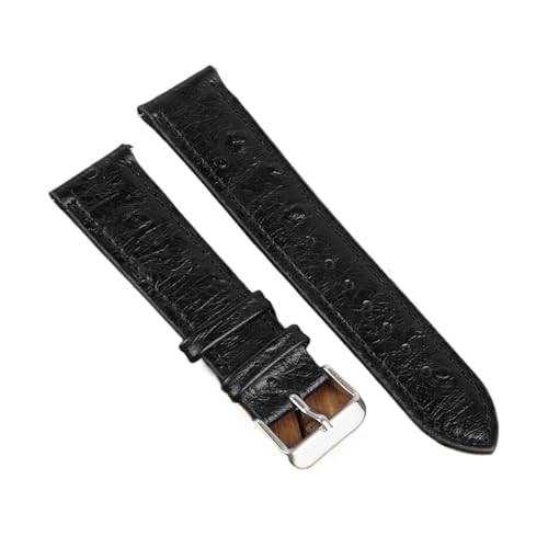 WTNZBAEM Vintage Straußenmuster Lederarmband 18mm 22mm 24mm Schwarzes Uhrenarmband Gürtel for Uhrenersatz(Black,24mm) von WTNZBAEM