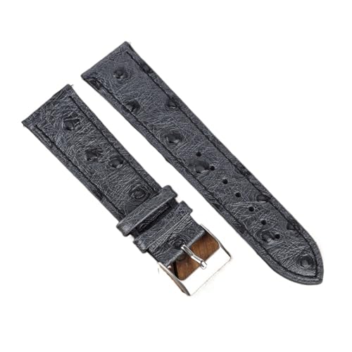 WTNZBAEM Vintage Straußenmuster Lederarmband 18mm 22mm 24mm Schwarzes Uhrenarmband Gürtel for Uhrenersatz(Gray black,24mm) von WTNZBAEM