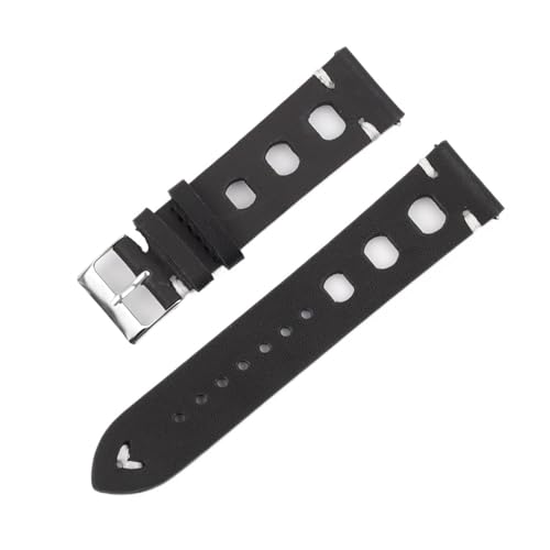WTNZBAEM Vintage-Uhrenarmband, poröses, atmungsaktives Lederarmband, Rot, Schwarz, Braun, 18/20/22/24 mm, Schnellverschluss-Uhrenarmband, kompatibel mit Wistband-Armbändern(Black,22mm) von WTNZBAEM