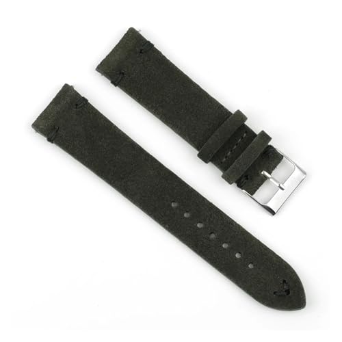 WTNZBAEM Vintage Wildleder Uhrenarmbänder Blaue Uhrenarmbänder Ersatzarmband Kompatibel mit Uhrenzubehör 18mm 20mm 22mm 24mm(DarkGreen-Black Line,20mm) von WTNZBAEM