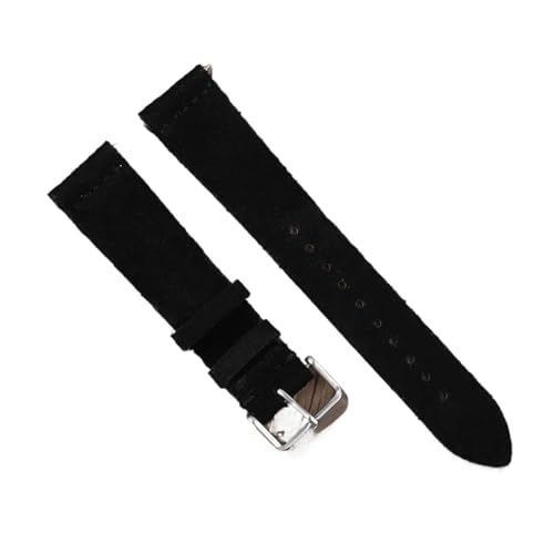 WTNZBAEM Vintage Wildleder Uhrenarmband 18mm 20mm 22mm 24mm Handgefertigtes Uhrenarmband Grau Braun Ersatzgürtel for Uhrenzubehör(Black,20mm) von WTNZBAEM