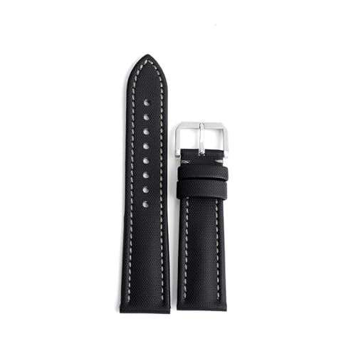 WTNZBAEM Wasserdichtes Uhrenarmband aus Segeltuch, 18 mm, 19 mm, 20 mm, 21 mm, 22 mm, 23 mm, 24 mm, Schnellverschlussbänder, kompatibel mit Omega Blancpain Seiko Taucheruhren(Black-gray line,21mm) von WTNZBAEM