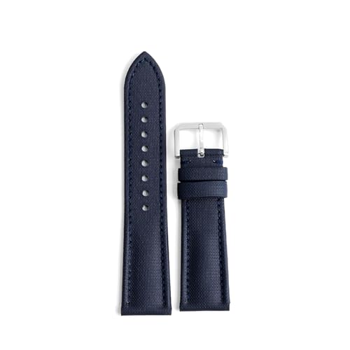 WTNZBAEM Wasserdichtes Uhrenarmband aus Segeltuch, 18 mm, 19 mm, 20 mm, 21 mm, 22 mm, 23 mm, 24 mm, Schnellverschlussbänder, kompatibel mit Omega Blancpain Seiko Taucheruhren(Blue-blue line,22mm) von WTNZBAEM