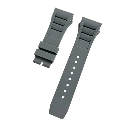WTNZBAEM Weiches, buntes, 25 mm x 20 mm großes, wasserdichtes Armband aus Naturkautschuk, kompatibel mit dem Uhrenarmband von Richard Mille(Gray,25mm Black buckle) von WTNZBAEM
