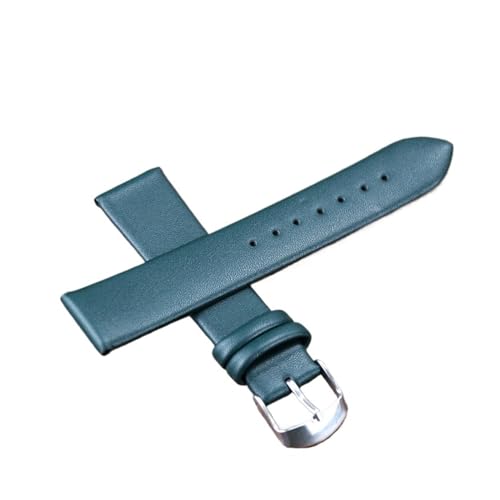 WTNZBAEM Weiches, individuelles Uhrenarmband aus Leder, 8 mm, 10 mm, 18 mm, 20 mm, 22 mm, 24 mm, wasserdicht, Ersatzarmband, silberne Schnalle for Männer und Frauen(Green,16mm) von WTNZBAEM