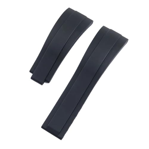 WTNZBAEM Weiches Gummi-Uhrenarmband, kompatibel mit Rolex-Armband GMT OYSTERFLEX Daytona Submariner Yacht-Master, 20 mm, 21 mm(Black-20mm,Middle Gold Buckle) von WTNZBAEM