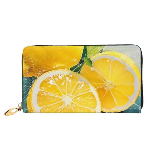 WTTRAEHHM Gelbe Zitrone, lange Geldbörse, Clutch mit Reißverschluss, für Damen, stilvolles Druckdesign, multifunktionale Geldbörse für Damen, gelbe Zitrone, Einheitsgröße, klassisch, Gelbe Zitrone., von WTTRAEHHM